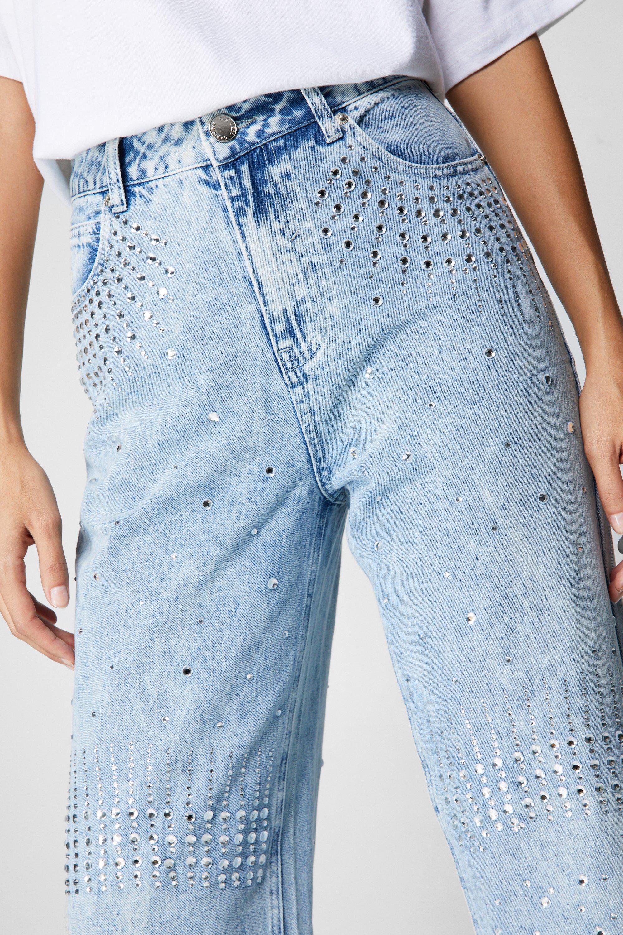 Embellished straight 2024 leg jeans